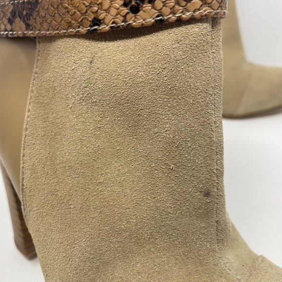 Iman Womens Tan Suede & Leather Side Zip Heel Booties Size 8 - Picture 4 of 14